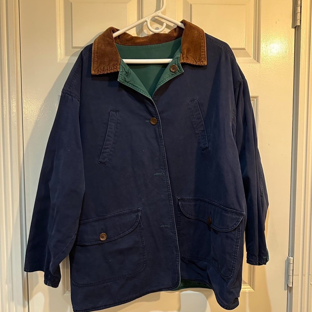 RARE Vintage Campton Place C.P.A. Men’s Medium REVERSIBLE Jacket Coat Blue Green
